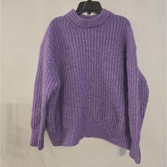 Zara Alpaca And Wool Blend Mock Neck Sweater In Purple Size Small - Picture 2 of 10